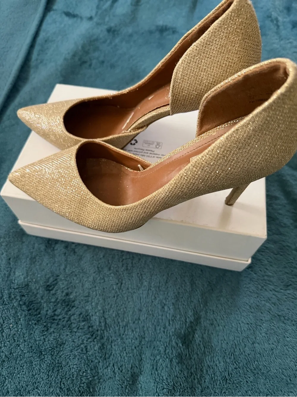 Steve Madden Gold Textured D'Orsay Pointed Stiletto